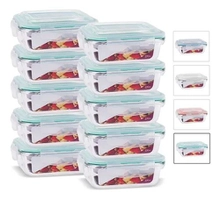 Kit Conjunto 10 Potes Vidro Hermético Marmita Tampa 370ml