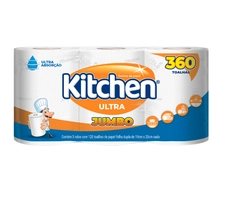 Papel Toalha Kitchen Jumbo Folha Dupla Pack com 3 Unidades