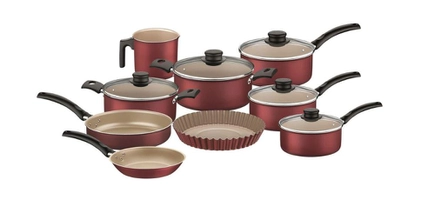 Jogo de Panelas Tramontina Turim Antiaderente 9 peças Vermelho
