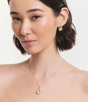 Conjunto de Colar e Par de Brincos com Pingente Irregular Dourado