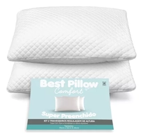 Kit 02 Travesseiros Fibra Antialergic Regulagem Altura 70x50 Cor Branco