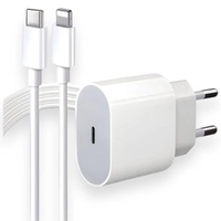 Cabo USB-C Lightning + Carregador 25W p/ iPhone