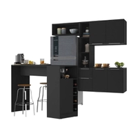 Armário de Cozinha Suspenso com Bancada Americana Sofia Multimóveis MP2198 Preto