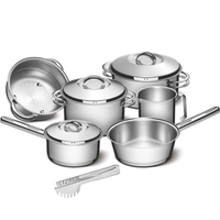 Jogo de Panelas Tramontina Aço Inox Solar 6 peças + Pegador de Massa I R$ 472