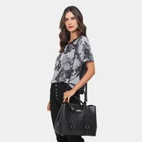 Bolsa Santa Lolla Shopper Argolas Alça Transversal Feminina - Preto - R$98
