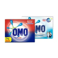 Kit Sabão Em Pó Omo Multiação 2kg + Sabão Em Pó Omo Puro Cuidado 2kg - R$20