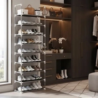 Sapateira Vertical Inox 9 Prateleiras Cinza/Branco