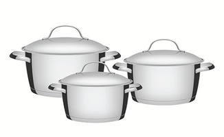 Jogo de Panelas com Fundo Triplo 3 Peça, Tramontina, 65660220, Inox  - Indução Allegra