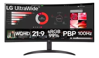 Monitor LG Ultrawide Curvo Tela Va 34" Wqhd Hdr10 34wr50qc-b Cor Preto 110V/220V