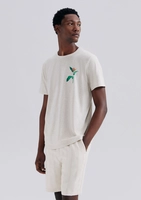 Camiseta Hering Masculina Manga Curta Com Estampa Em Linho - Bege