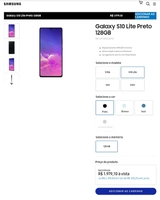 [Samsung members] Samsung Galaxy S10 Lite Preto 128GB | R$1979