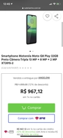 [AME POR R$483] Smartphone Motorola Moto G8 Play 32GB Preto Câmera Tripla 13 MP + 8 MP + 2 MP XT2015-2