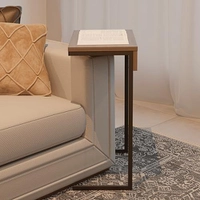 Mesa Lateral Pliar p/ Sofá e Notebook Preta/Nogueira