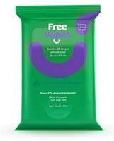 (PRIME) Lenços Umedecidos Antissépticos Free Wipes, Freeco, pacote com 20 lenços