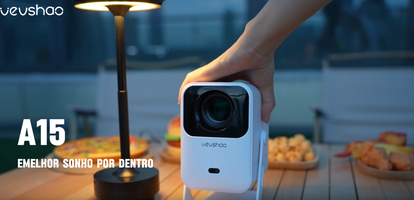 Projetor Portátil Vevshao A15 Android 13 com Wi-Fi Duplo e Auto Keystone