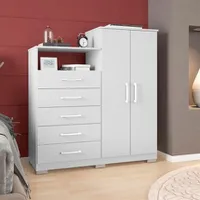 Cômoda Bartira Cambuci com 5 Gavetas e 2 Portas Branco | R$ 384