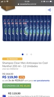 Shampoo Clear Men Anticaspa Ice Cool Menthol 200 ml – 12 Unidades | R$120