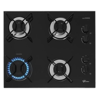 Cooktop 4 Bocas Gás Vidro Preto Bivolt Fischer