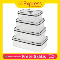 [App | Moedas R$15] Kit 4 Potes Herméticos para Alimentos e Grãos