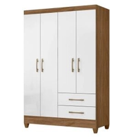 Guarda Roupas Solteiro com 4 Portas Chile Nature / Branco | R$314
