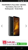 POCOPHONE F1 Preto 64GB + 6GB RAM, Dual Câmera- Versão Global - R$1.549
