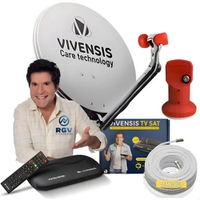 Kit Antena Parabólica 60cm e Receptor Vx10 Vivensis Sathd B1 Cor Preto