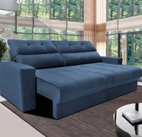 Sofá 3 lugares Cama Inbox Clean com assento Retrátil e encosto Reclinável em tecido Velusoft com 190 cm de largura 