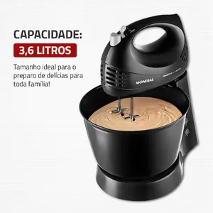 Batedeira Mondial Prática Black B-44 com 3 Velocidades – Preta - 110V
