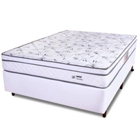Cama Box Casal Colchão Molas Ensacadas Com Pillow e Box Courvin Branco BF Colchões
