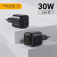 [Moedas R$3] Voltme 30w gan carregador pd rápido usb tipo c carregador usb a + usb c carregador qc pd 3.0 4.0 