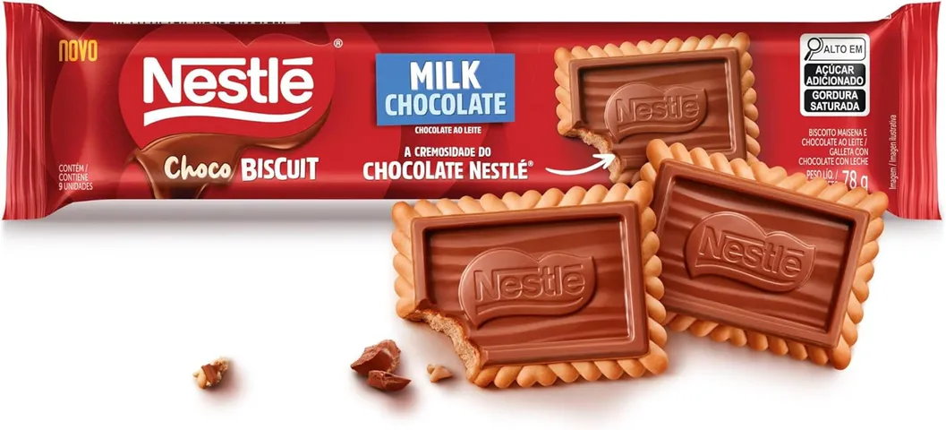 Biscoito com Chocolate Chocobiscuit NESTLÉ Ao Leite 78g