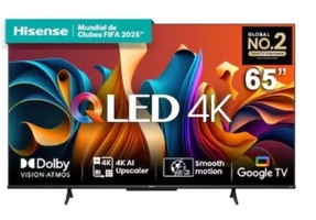 Smart TV 65" Hisense Ultra HD 4K QLED, Google TV com HDR10+, Dolby Atmos, Modo Esporte, Modo Jogo e Compatível com Alexa - 65A51HUA