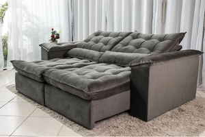(Com cashback Pelando R$924] Sofá Retrátil e Reclinável Ipanema 1,80m em Tecido Veludão C/Pillow nos Braços