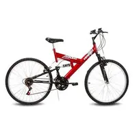 Bicicleta Aro 26 Verden Radikale 18 Marchas Dupla Suspensão – Vermelho/Preto | R$599