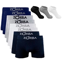 Kit 8 Cuecas Boxer Algodão Box + 3 Pares Meia Ts 1500 Premium