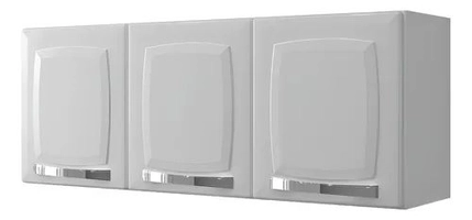 Armário aéreo de cozinha cor branco aço 3 portas Rose Itatiaia