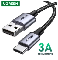 [Moedas R$7] UGREEN-USB Tipo C Cabo de carregamento rápido de dados, 3A, 18W,  