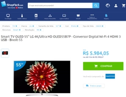 Smart TV OLED 55" LG 4K/Ultra HD OLED55B7P EM 12X SEM JUROS!!!