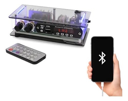 Mini Amplificador Bluetooth USB FM 20W para PC e Som