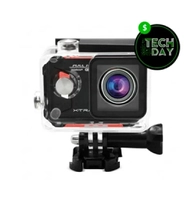 Câmera e Filmadora XTrax Evo 12MP, LCD 1.5", Wi-Fi, Case À Prova D'Água Preto/Vermelho