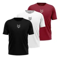 Kit 3 Camisetas Masculinas Dry Alpha Lobo Geométrico