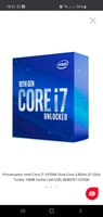PROCESSADOR INTEL CORE I7-10700K OCTA-CORE 3.8GHZ (5.1GHZ TURBO) 16MB CACHE LGA1200, BX8070110700K