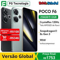 [BR] Smartphone POCO F6 5G com Snapdragon 8s Gen 3 e tela AMOLED 120Hz 90W