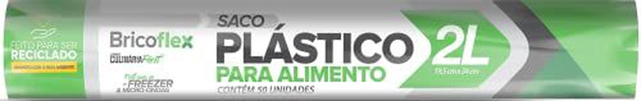 Saco Plástico para Alimentos 2L c/ 50 Unidades