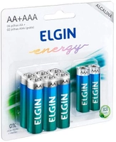 Kit Econômico de Pilhas Alcalinas com 6X AA e 2X AAA, Elgin, Baterias