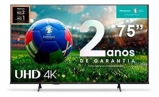 Smart TV 75” Hisense Ultra HD 4K QLED Q6N com Wi-Fi, Bluetooth, USB e HDMI – 75A51HUA