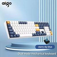 Teclado Mecânico Aigo A108 Gaming, 2.4G, Sem Fio, USB, Tipo C, Com Fio, Interruptor Amarelo, 110 Chaves, Hot Swap, Recarregável