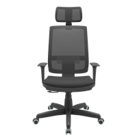 Cadeira Presidente Escritório Brizza NR 17 Mecanismo Relax Assento Couro Ecológico com Apoio de Cabe