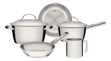 Conjunto De Panelas Tramontina Fogão De Indução Allegra 5 Pç Cor Aço inoxidável - Cartão MP