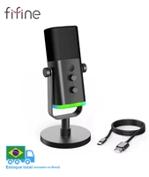Fifine microfone dinâmico usb/xlr com controle rgb/jack de fone de ouvido/mudo, microfone para gravação de jogos de pc streaming AmpliGame-AM8